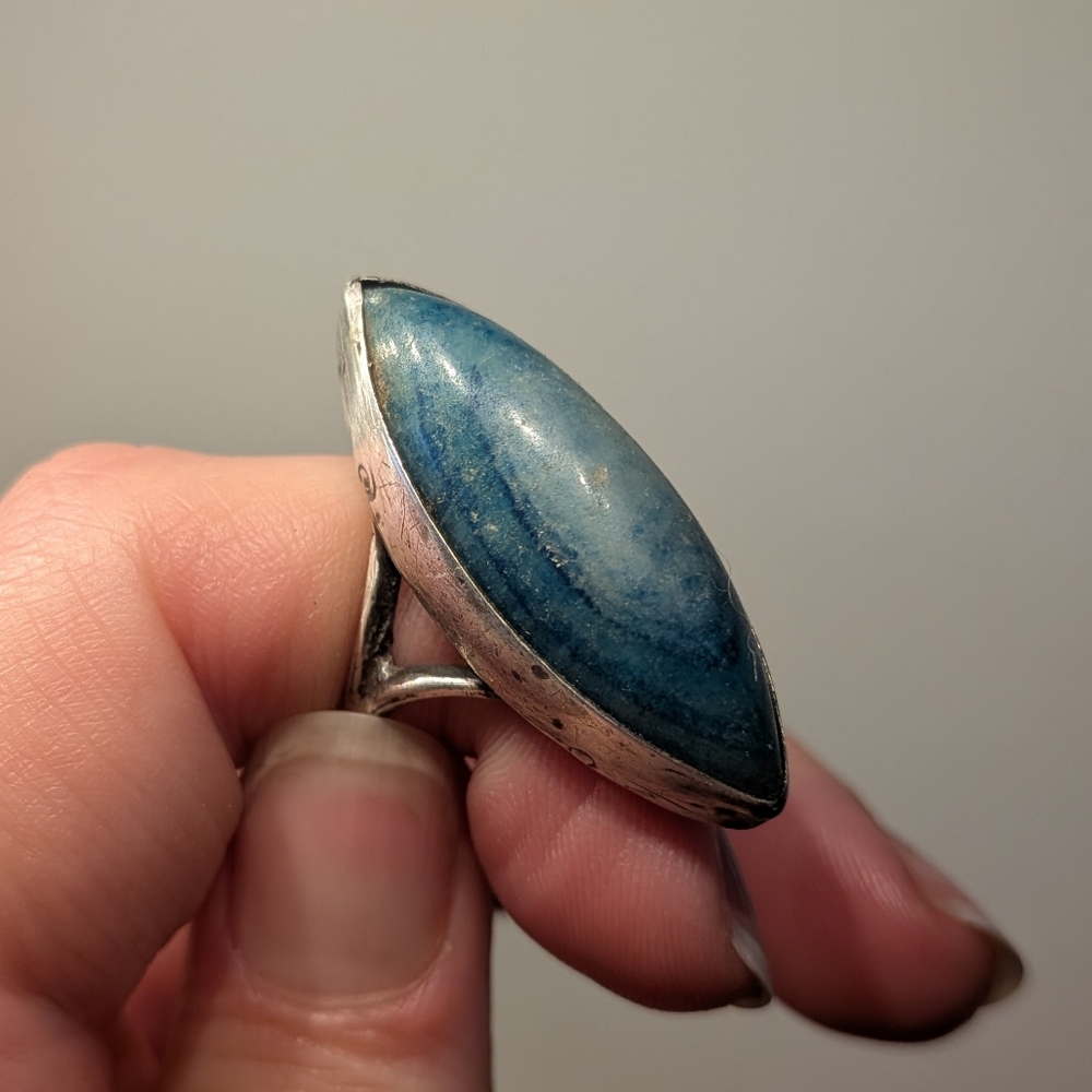 Blue Agate Sterling Silver Ring